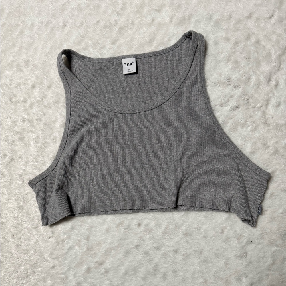 TNA Aritzia Cropped Ribbed Tank Top on Gray